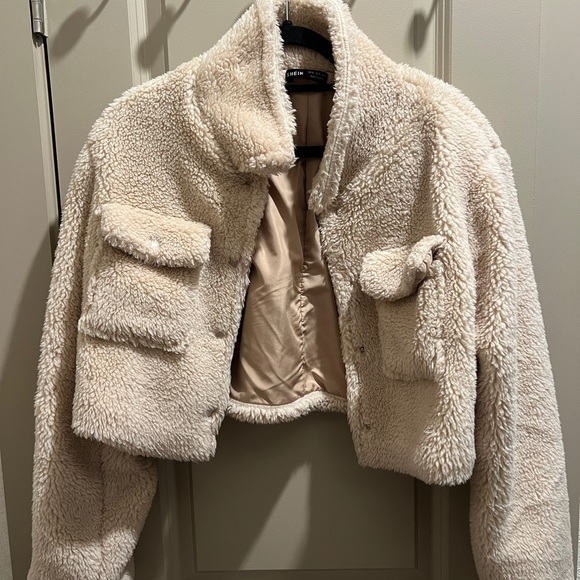 SHEIN Cream Teddy Jacket - Picture 1 of 3